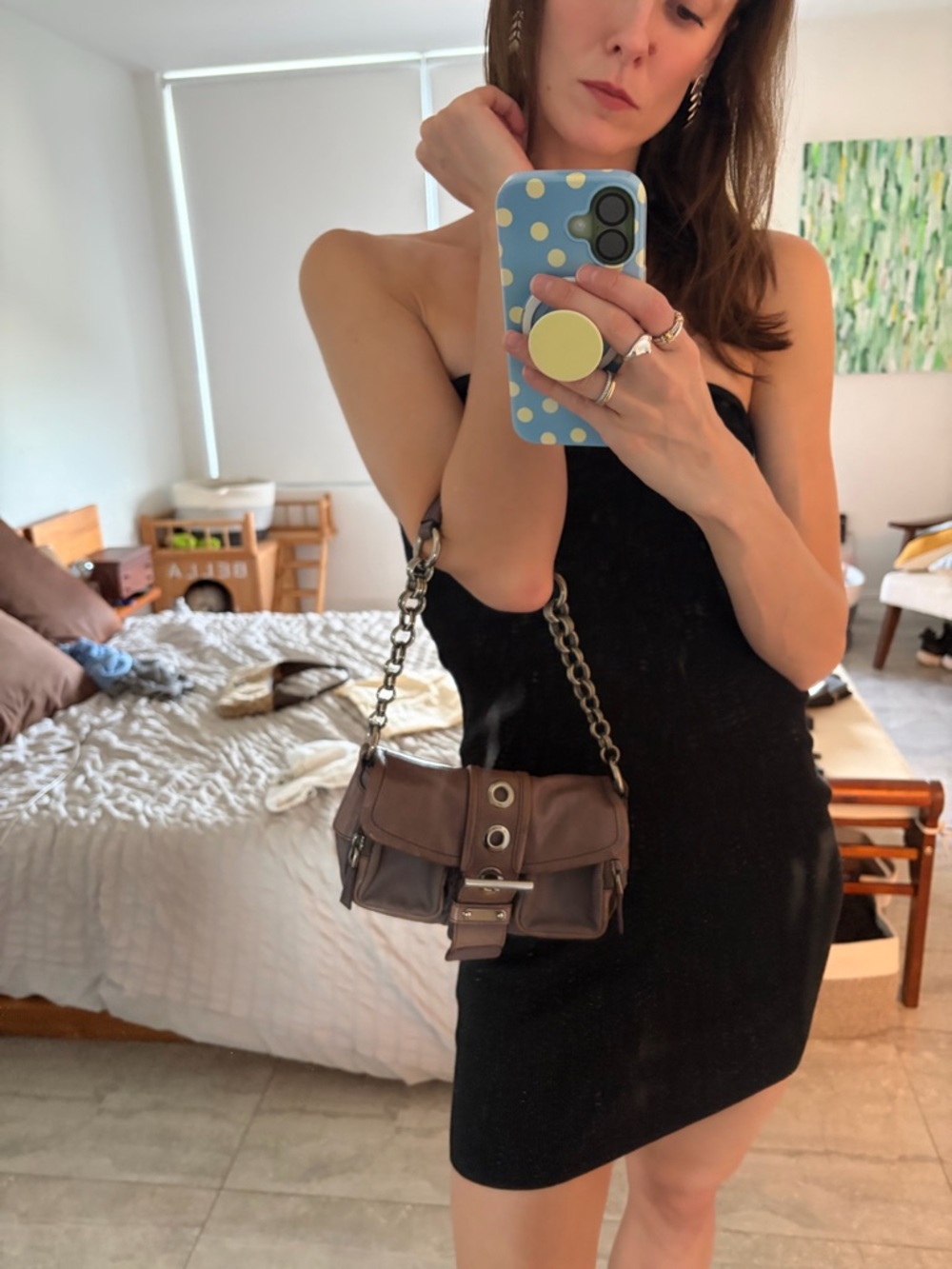 Prada Mini Shoulder Bag in Mauve Brown with Silver Hardware 8x6x2 inches - Picture 12 of 12